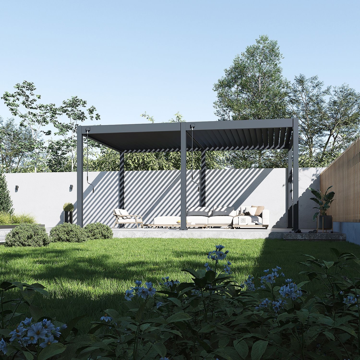 Orion Deluxe muurbevestiging lamellen overkapping 360x530 cm handmatig - Antraciet
