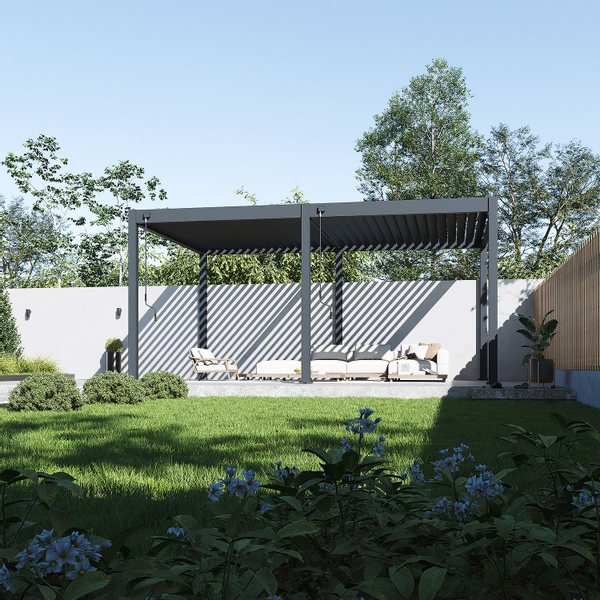 Orion Deluxe muurbevestiging lamellen overkapping 360x530 cm handmatig - Antraciet