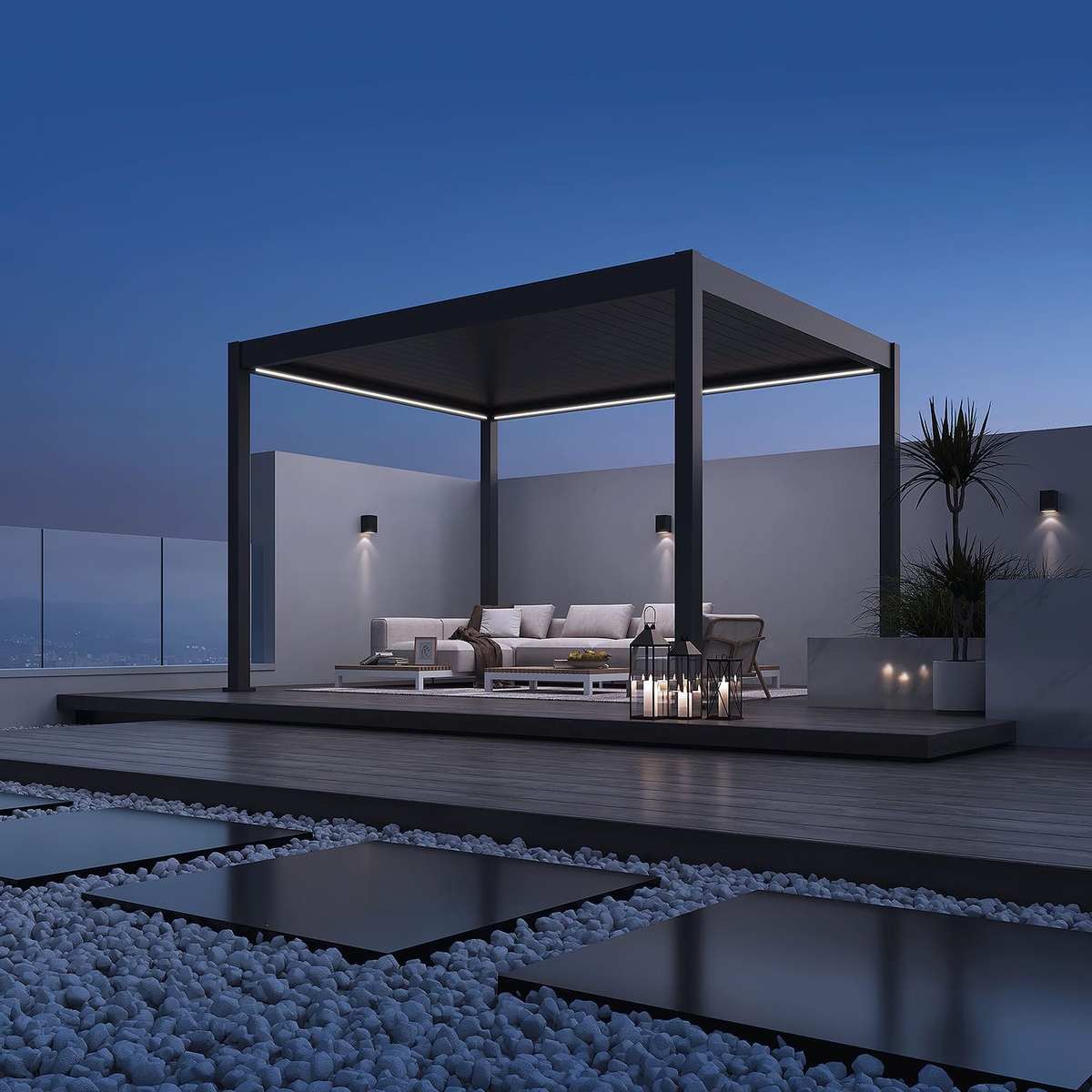 Orion Deluxe vrijstaand lamellen overkapping 300x400 cm elektrisch - Antraciet