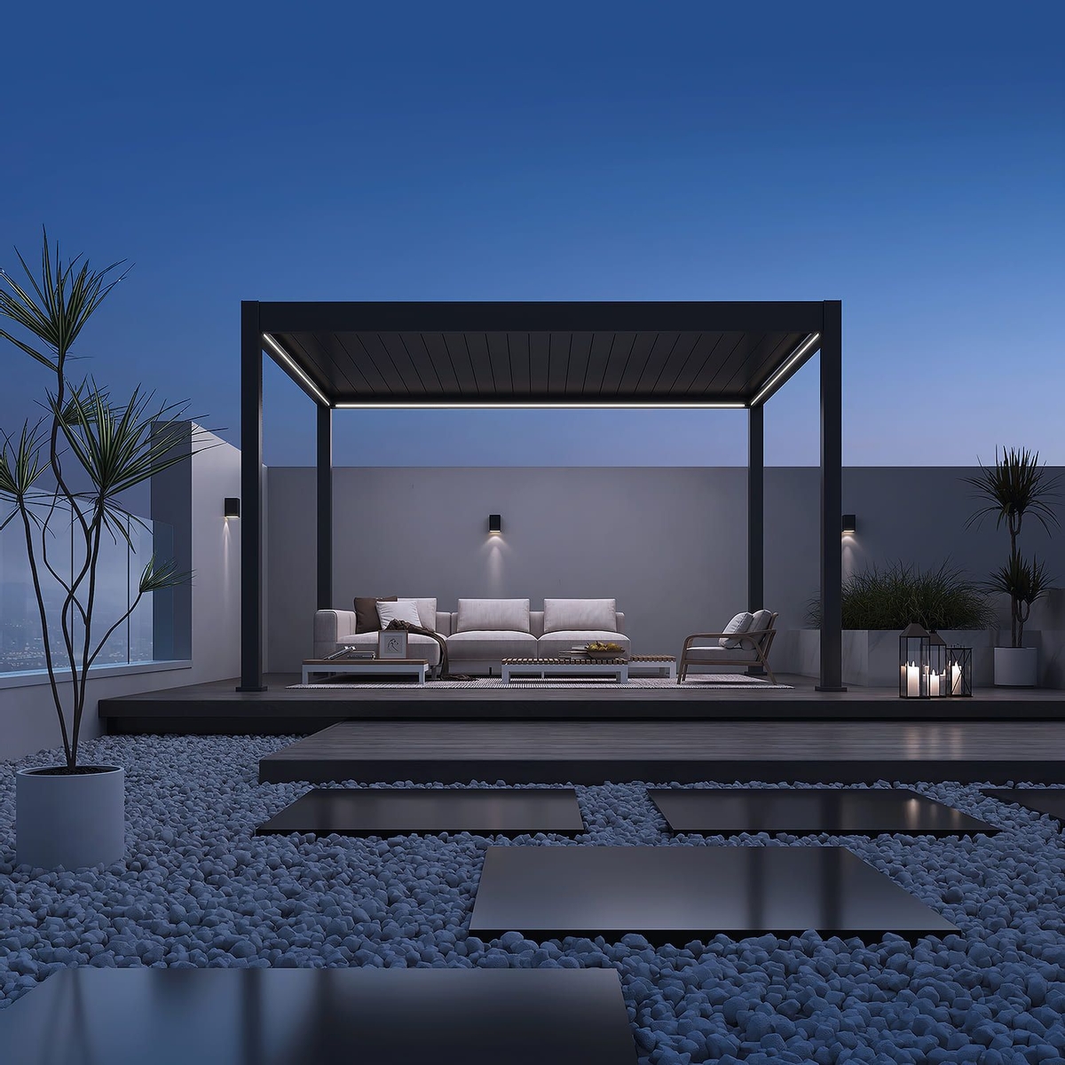 Orion Deluxe vrijstaand lamellen overkapping 300x400 cm elektrisch - Antraciet