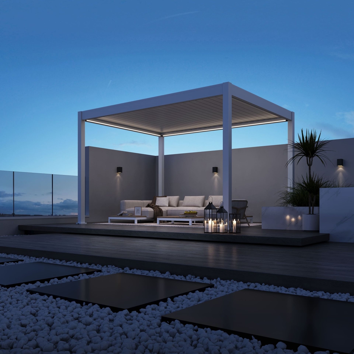 Orion Deluxe vrijstaand lamellen overkapping 300x400 cm elektrisch - Wit