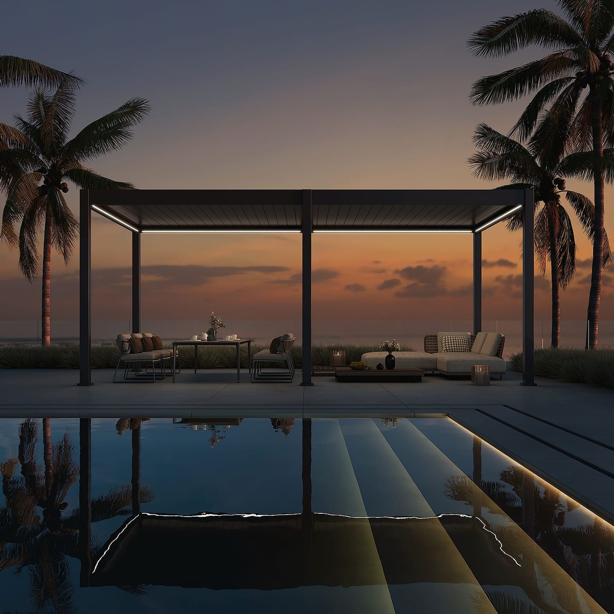 Orion Deluxe vrijstaand lamellen overkapping 300x600 cm elektrisch - Antraciet