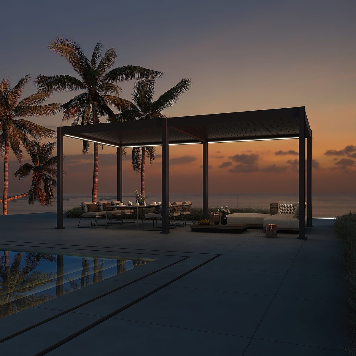 Orion Deluxe vrijstaand lamellen overkapping 300x600 cm elektrisch - Antraciet