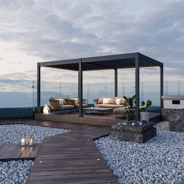 Orion Deluxe vrijstaand lamellen overkapping 360x530 cm elektrisch - Antraciet