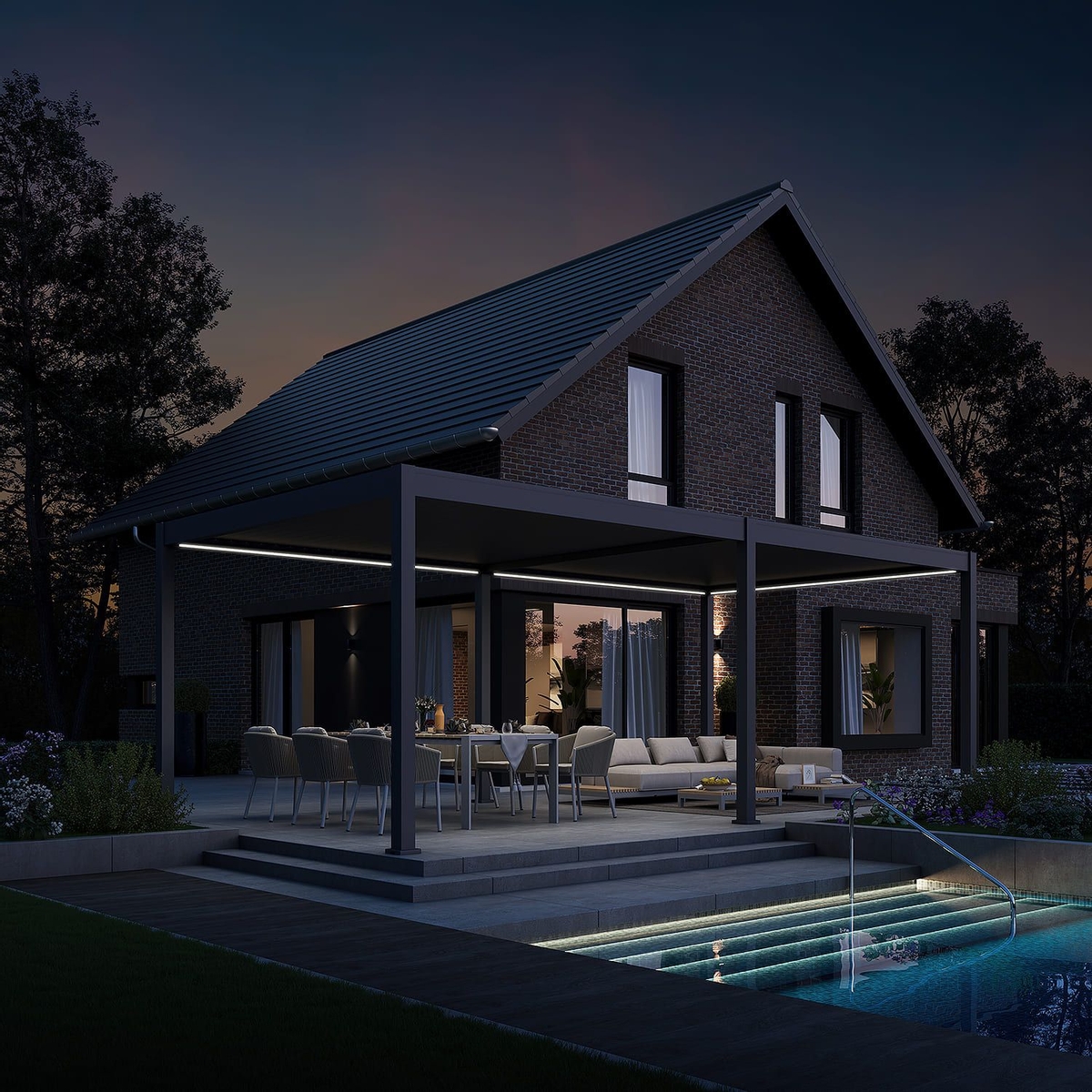 Orion Deluxe vrijstaand lamellen overkapping 360x720 cm elektrisch - Antraciet