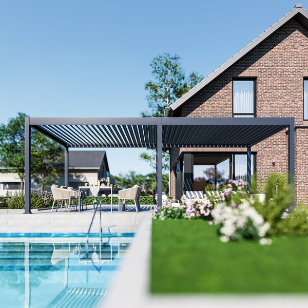 Orion Deluxe vrijstaand lamellen overkapping 360x720 cm elektrisch - Antraciet