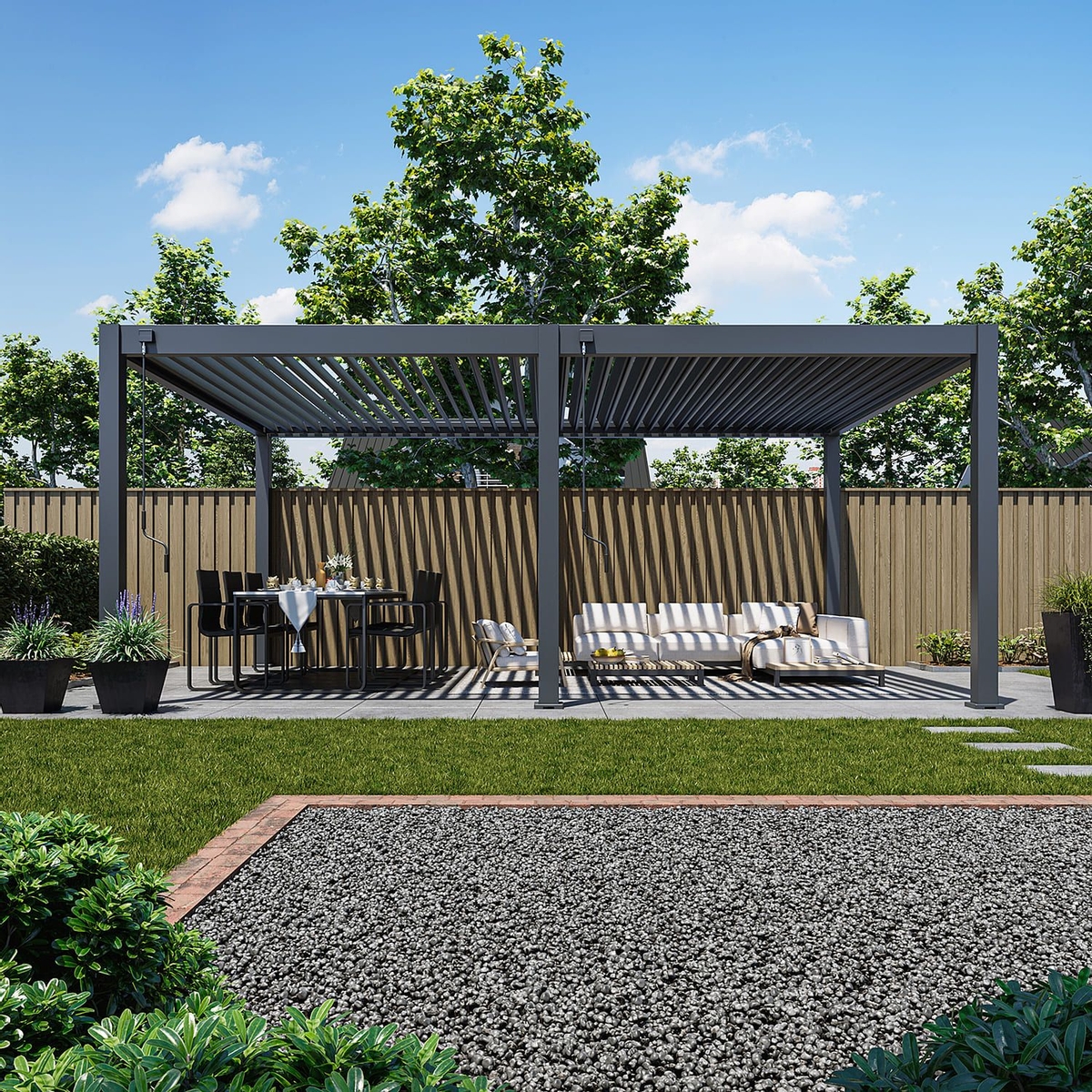 Orion Premium vrijstaand lamellen overkapping 400x600 cm handmatig - Antraciet