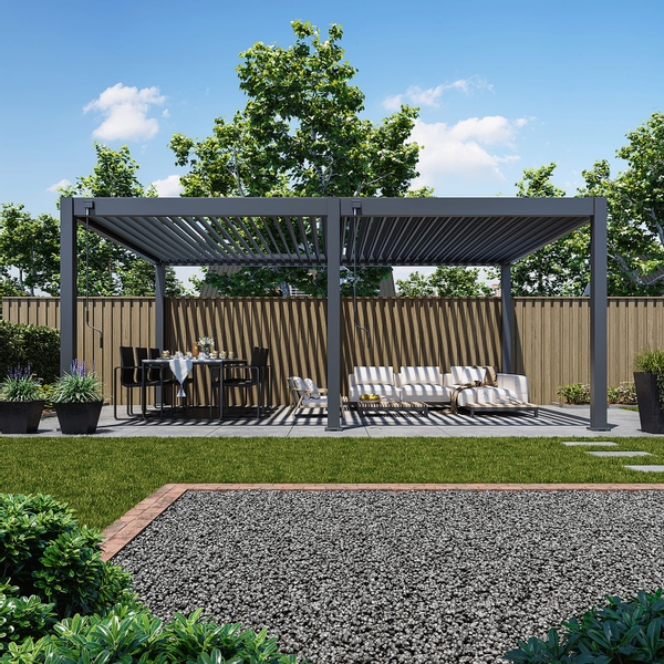 Orion Premium vrijstaand lamellen overkapping 400x600 cm handmatig - Antraciet