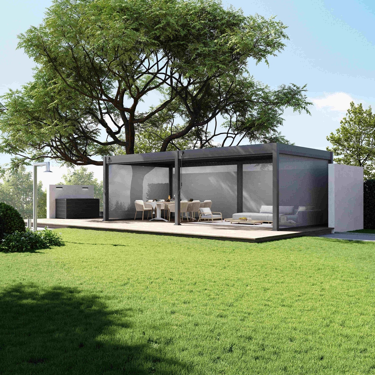 Orion Premium vrijstaand lamellen overkapping 400x800 cm handmatig - Antraciet