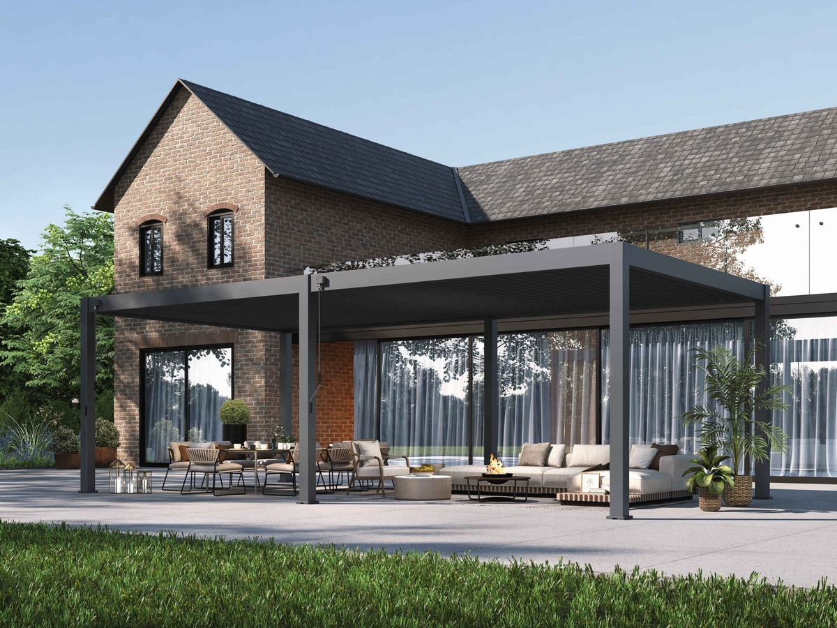 Orion Premium vrijstaand lamellen overkapping 400x800 cm handmatig - Antraciet