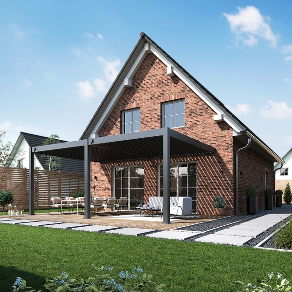 Orion Premium muurbevestiging lamellen overkapping 400x600 cm handmatig - Antraciet