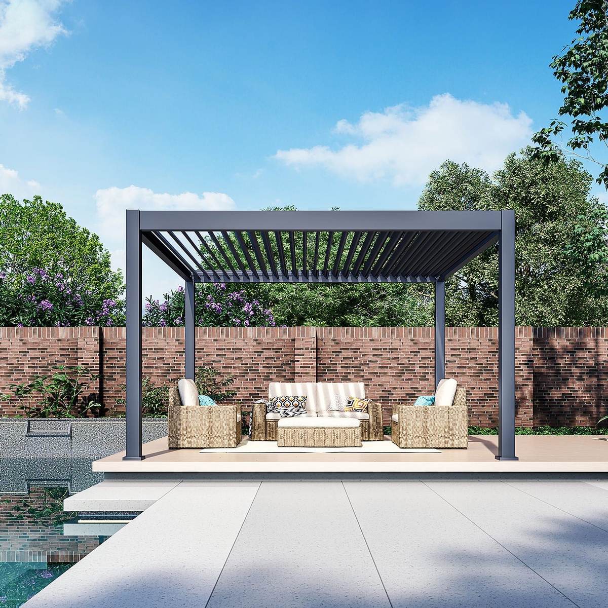 Orion Premium vrijstaand lamellen overkapping 300x400 cm elektrisch - Antraciet