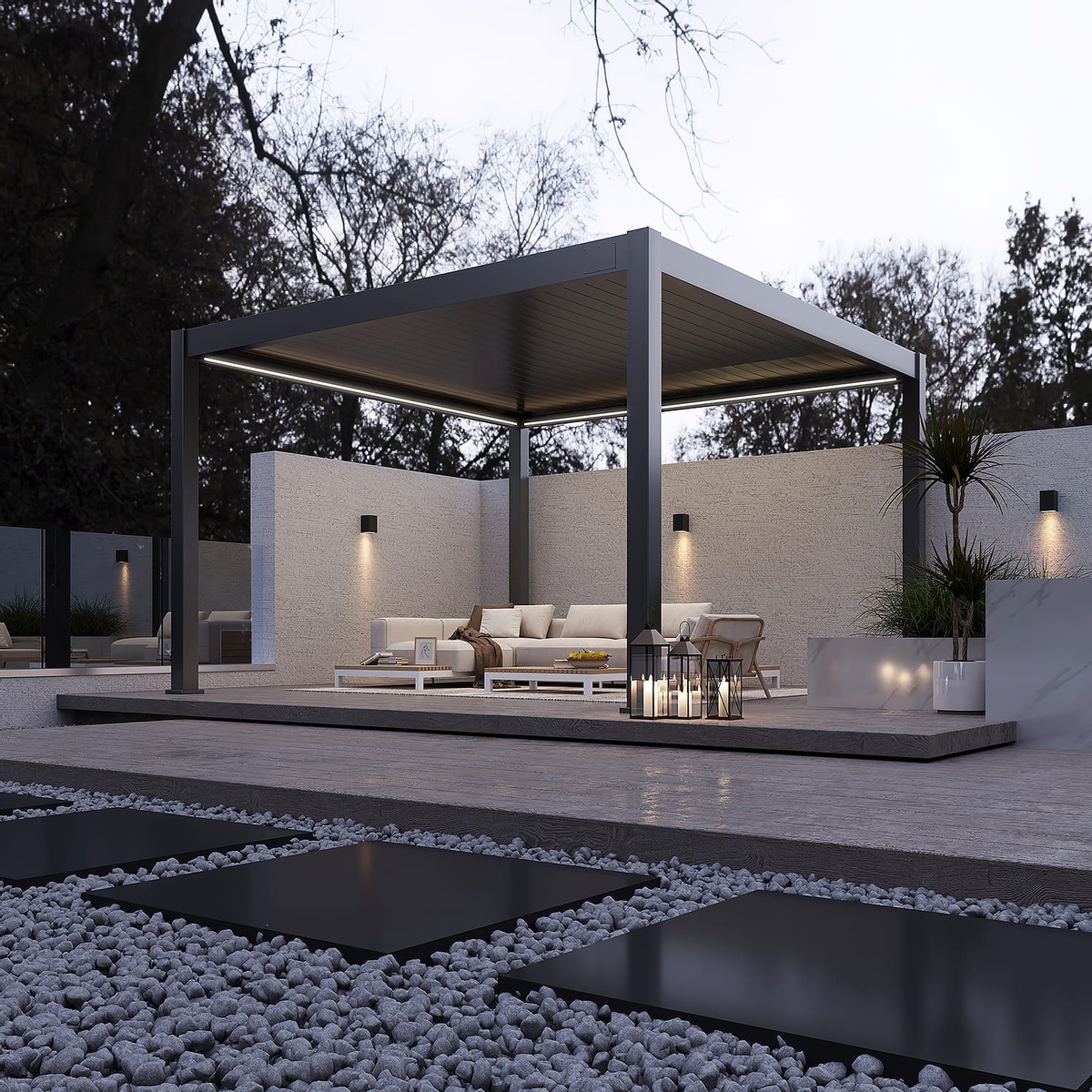 Orion Premium vrijstaand lamellen overkapping 300x400 cm elektrisch - Antraciet