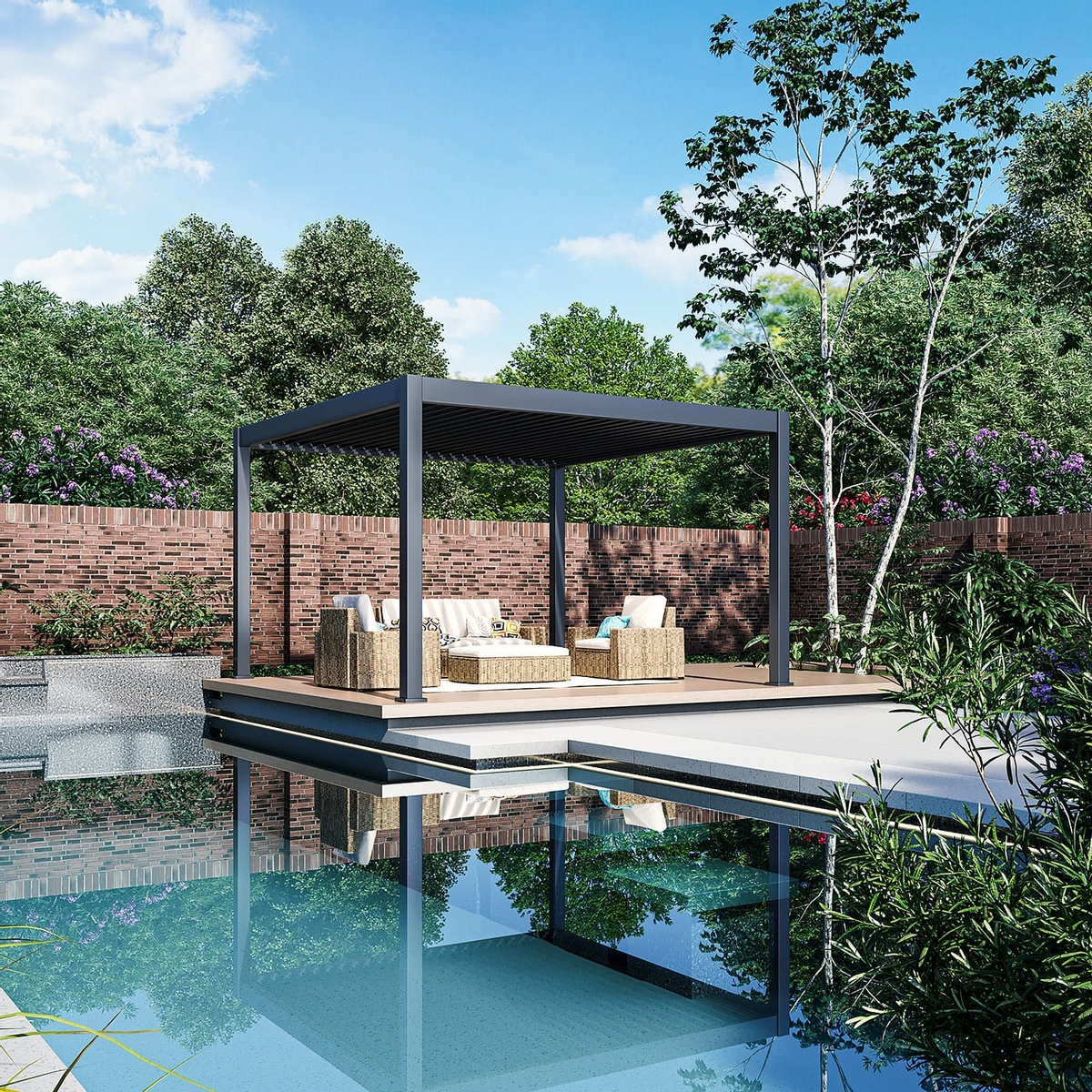 Orion Premium vrijstaand lamellen overkapping 400x400 cm elektrisch - Antraciet