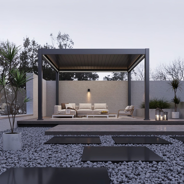 Orion Premium vrijstaand lamellen overkapping 400x400 cm elektrisch - Antraciet