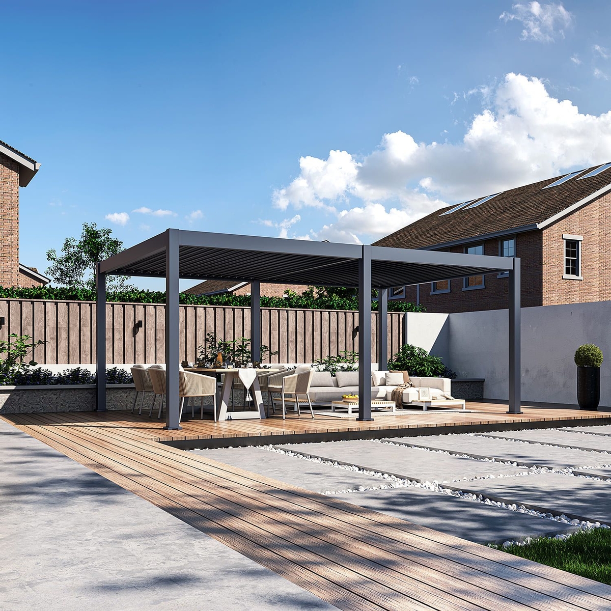 Orion Premium vrijstaand lamellen overkapping 400x600 cm elektrisch - Antraciet