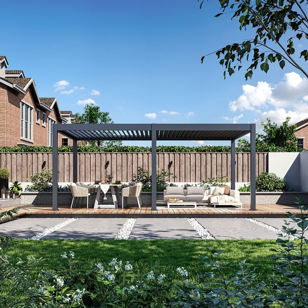 Orion Premium vrijstaand lamellen overkapping 400x600 cm elektrisch - Antraciet