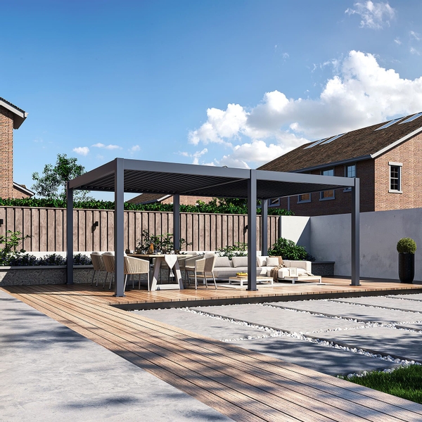 Orion Premium vrijstaand lamellen overkapping 400x600 cm elektrisch - Antraciet