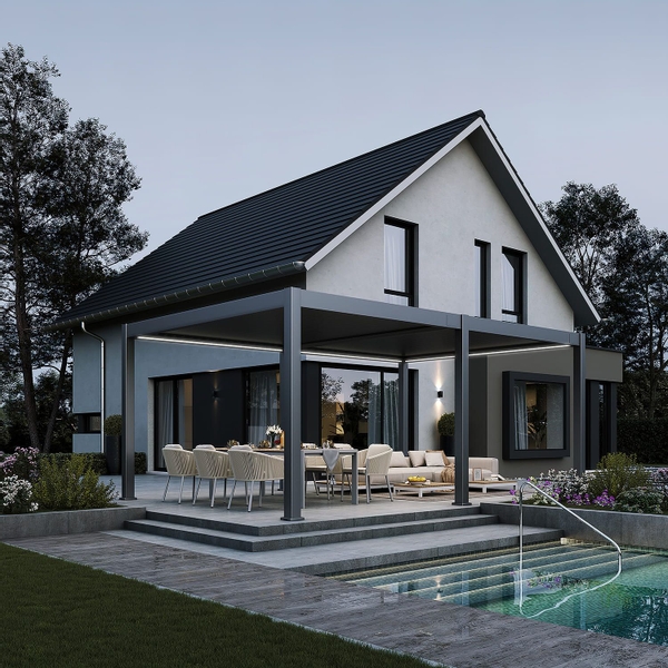 Orion Premium vrijstaand lamellen overkapping 400x600 cm elektrisch - Antraciet