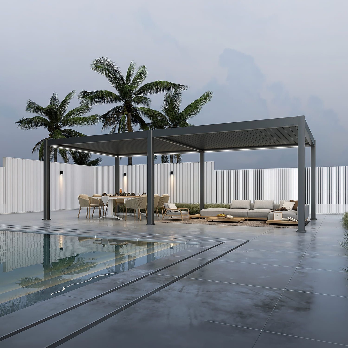 Orion Premium vrijstaand lamellen overkapping 400x800 cm elektrisch - Antraciet