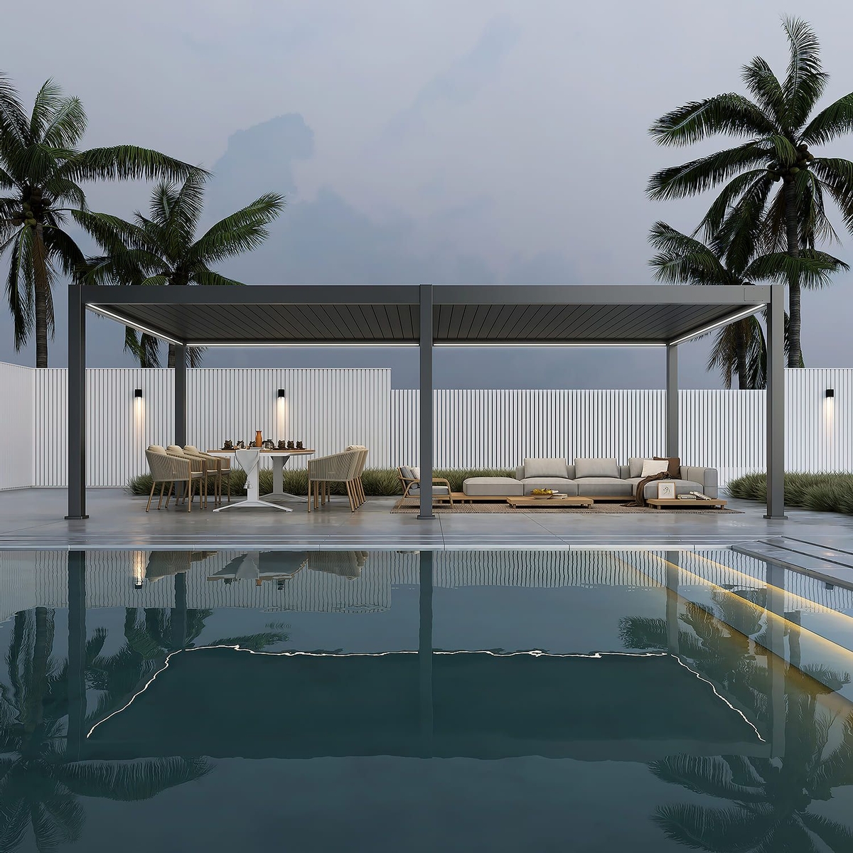 Orion Premium vrijstaand lamellen overkapping 400x800 cm elektrisch - Antraciet