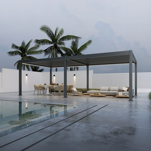 Orion Premium vrijstaand lamellen overkapping 400x800 cm elektrisch - Antraciet