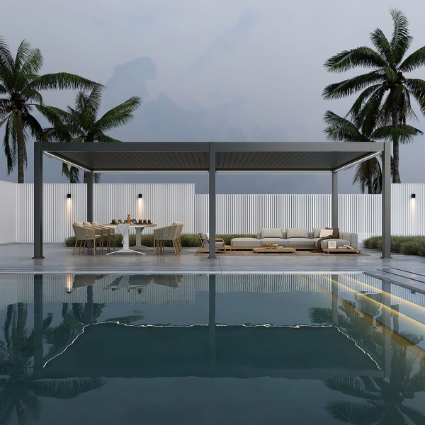 Orion Premium vrijstaand lamellen overkapping 400x800 cm elektrisch - Antraciet