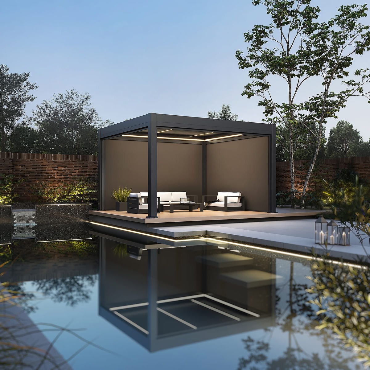 Orion Prestige vrijstaand lamellen overkapping 360x360 cm elektrisch - Wit