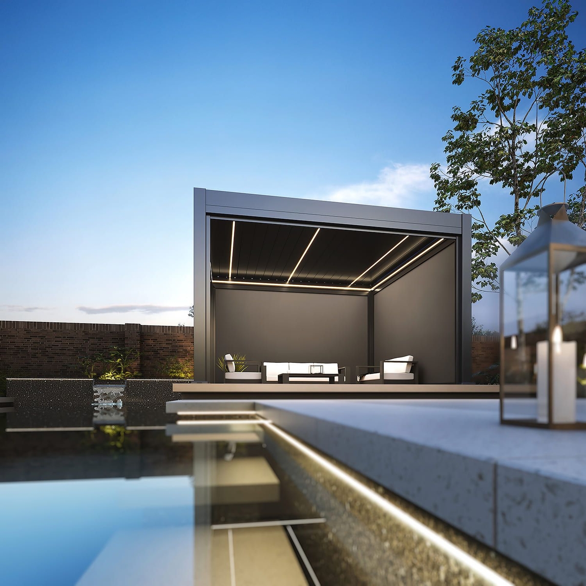 Orion Prestige vrijstaand lamellen overkapping 360x530 cm elektrisch - Wit