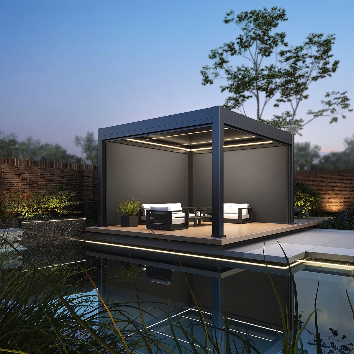 Orion Prestige vrijstaand lamellen overkapping 360x600 cm elektrisch - Wit