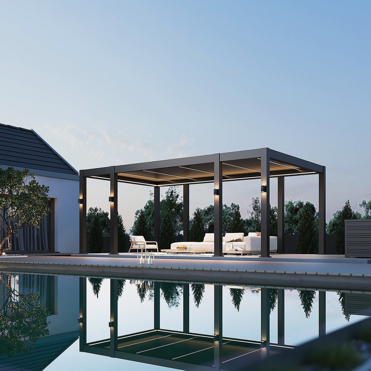 Orion Prestige vrijstaand lamellen overkapping 360x657 cm elektrisch - Antraciet