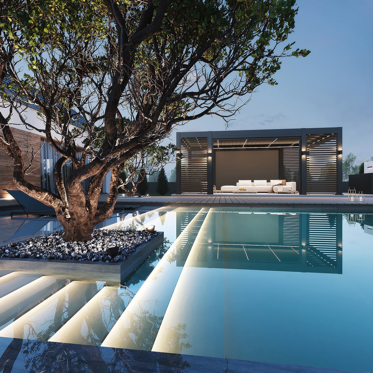 Orion Prestige vrijstaand lamellen overkapping 360x657 cm elektrisch - Antraciet