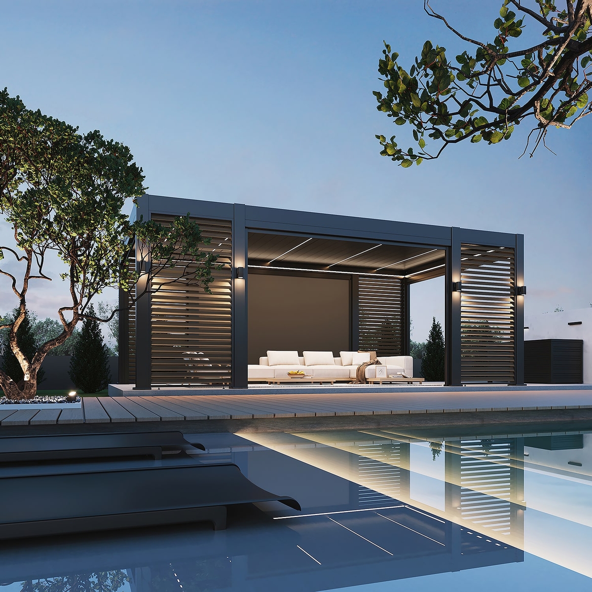 Orion Prestige vrijstaand lamellen overkapping 360x657 cm elektrisch - Antraciet