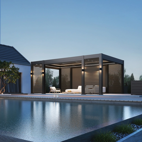 Orion Prestige vrijstaand lamellen overkapping 360x657 cm elektrisch - Antraciet