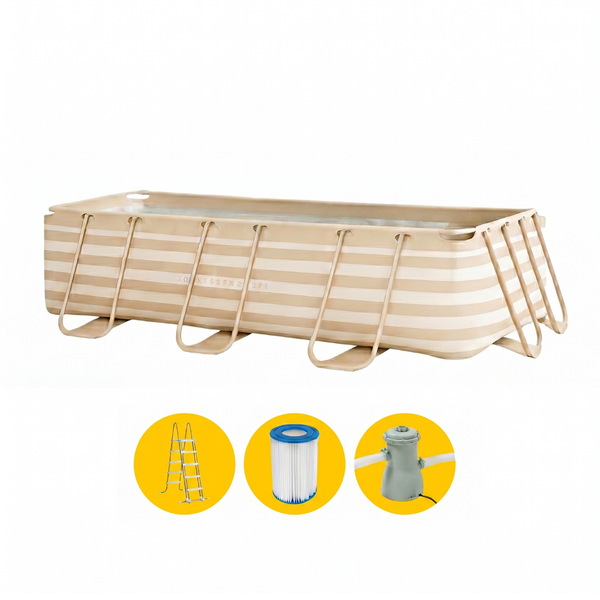Swim Essentials Essence zwembad - 400 x 200 x 100 cm - Zand/Wit - met filterpomp en trap