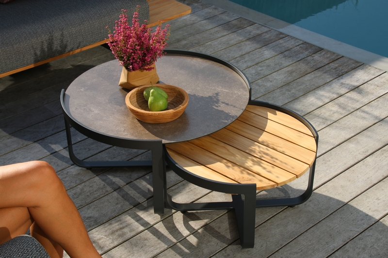 STAY Natural Couchtisch – Charcoal / Teak