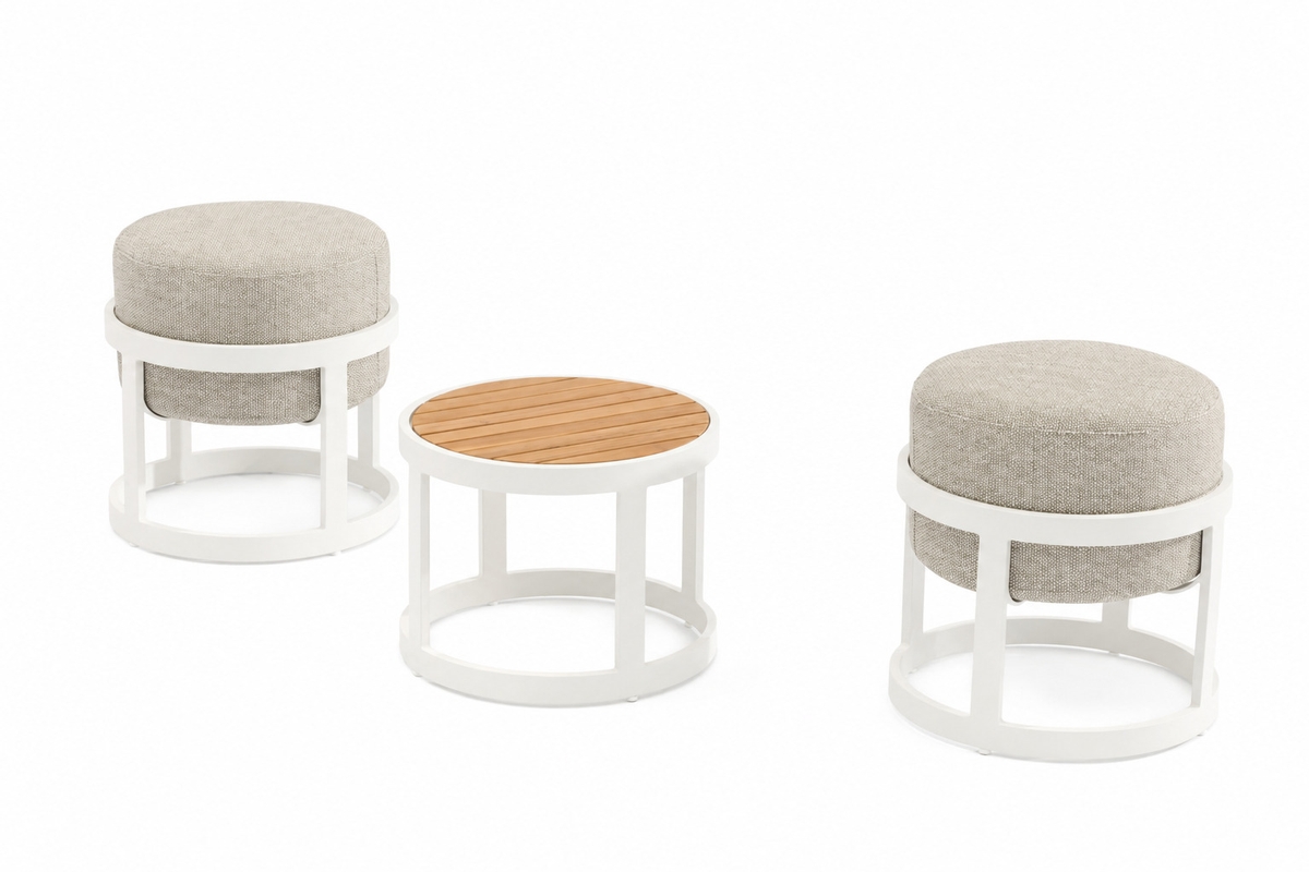 STAY Compact tuinpoef set van 3 - Light grey / white frame