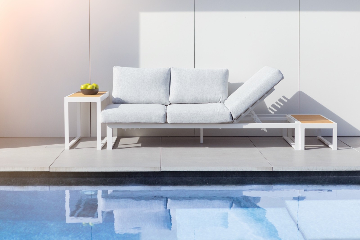 STAY Flex Triple loungebank - Stone / white frame