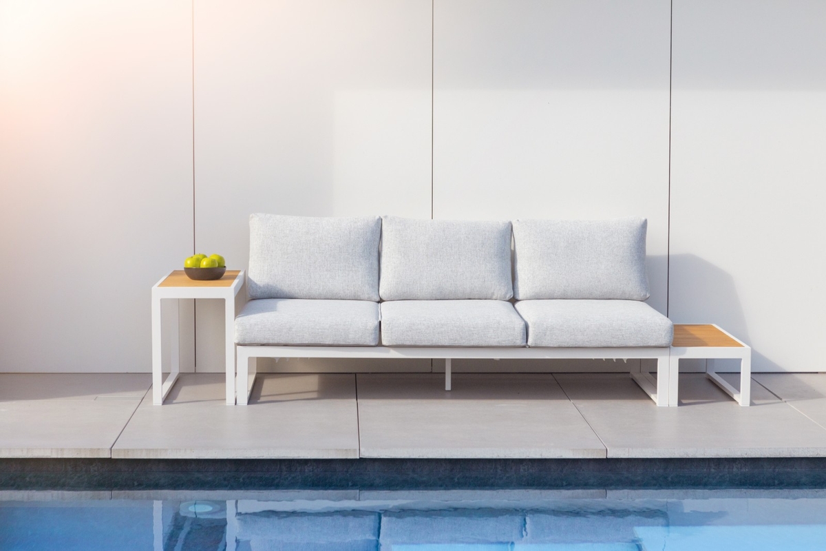 STAY Flex Triple loungebank - Stone / white frame