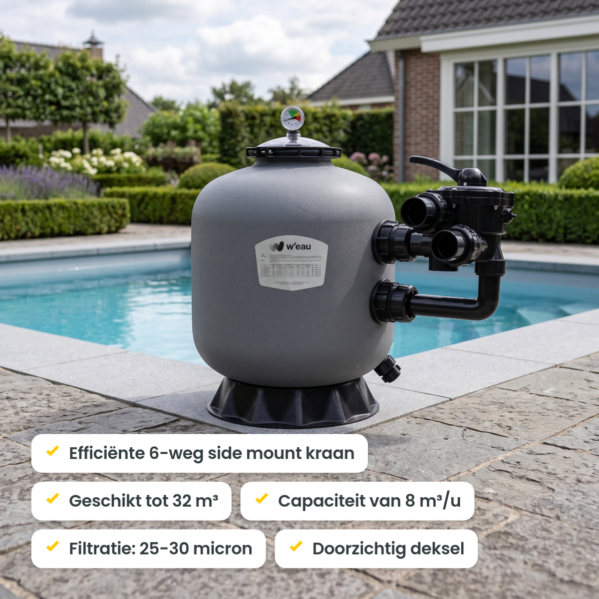 W'eau HDPE-450 side mount zandfilter 8m³