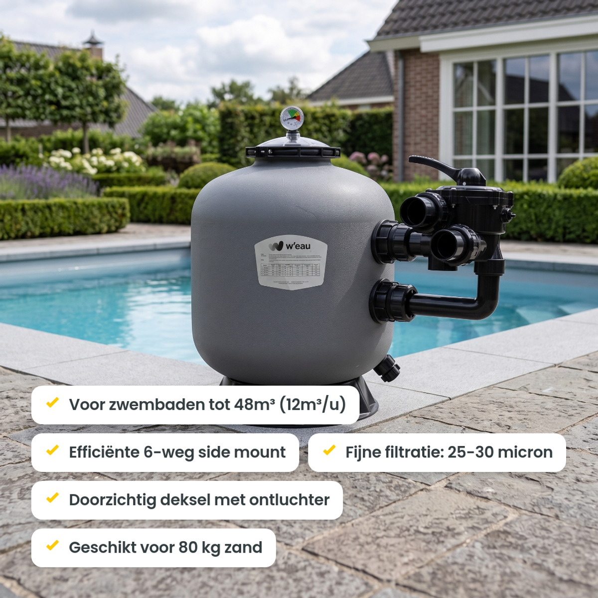 W'eau HDPE-500 side mount zandfilter 12m³