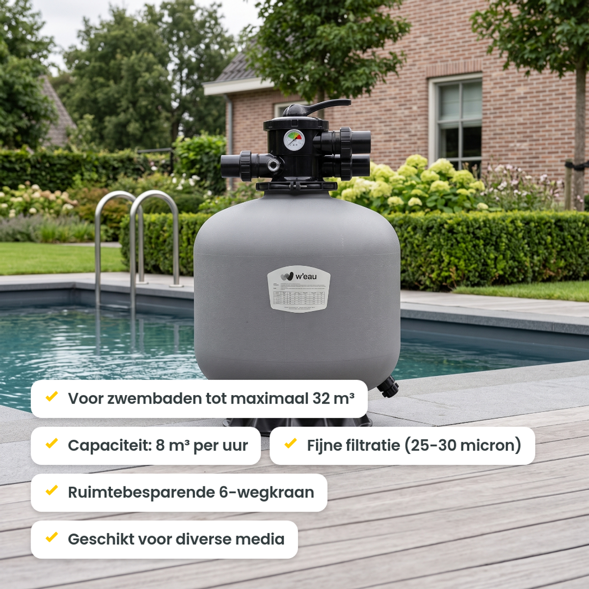 W'eau HDPE-450 top mount zandfilter 8m³