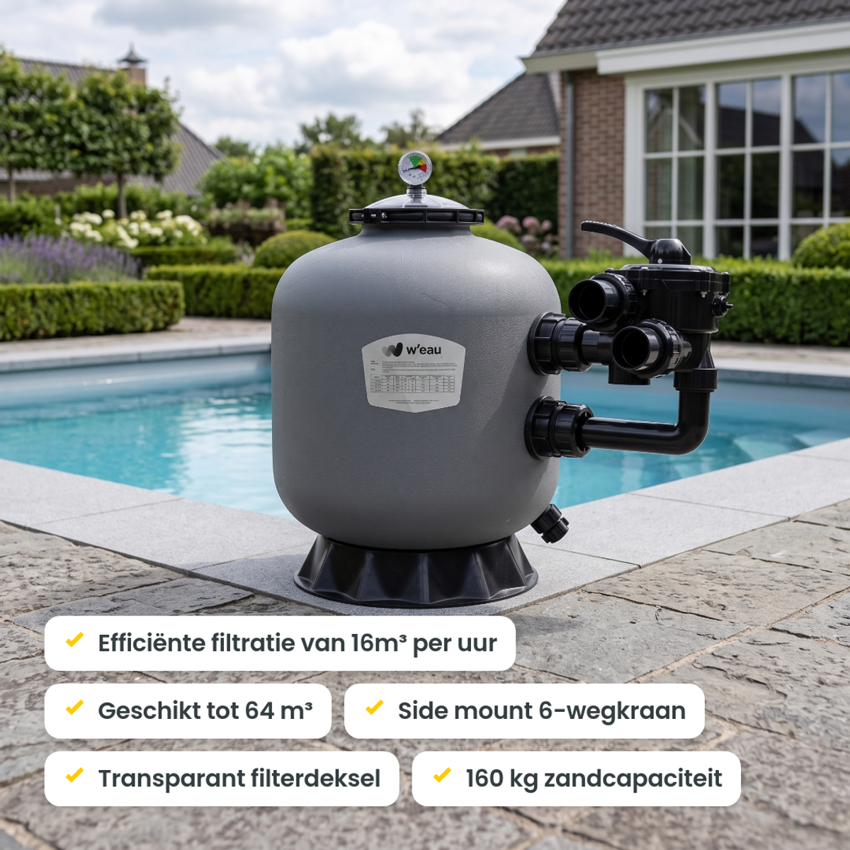 W'eau HDPE-650 side mount zandfilter 16m³