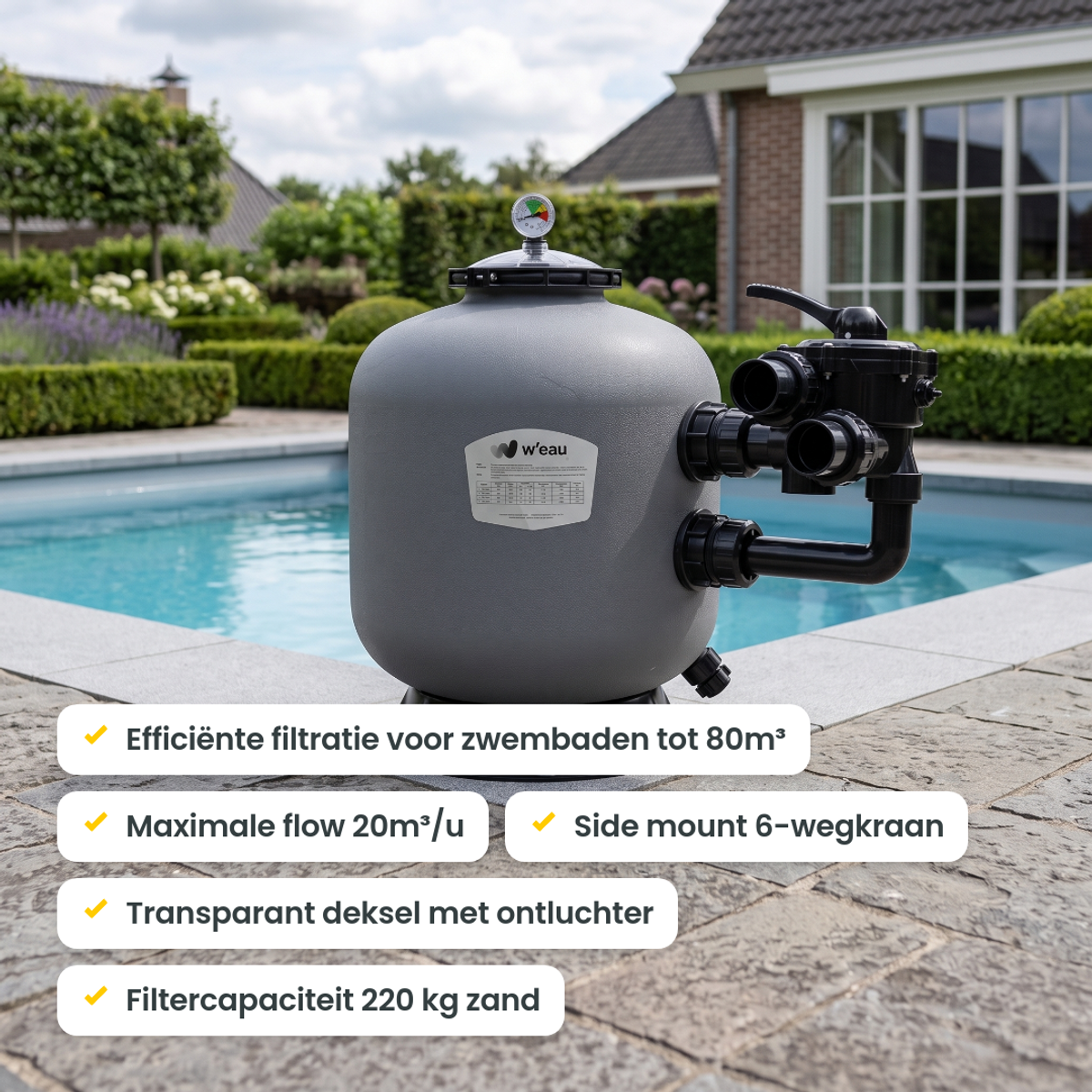 W'eau HDPE-700 side mount zandfilter 20m³
