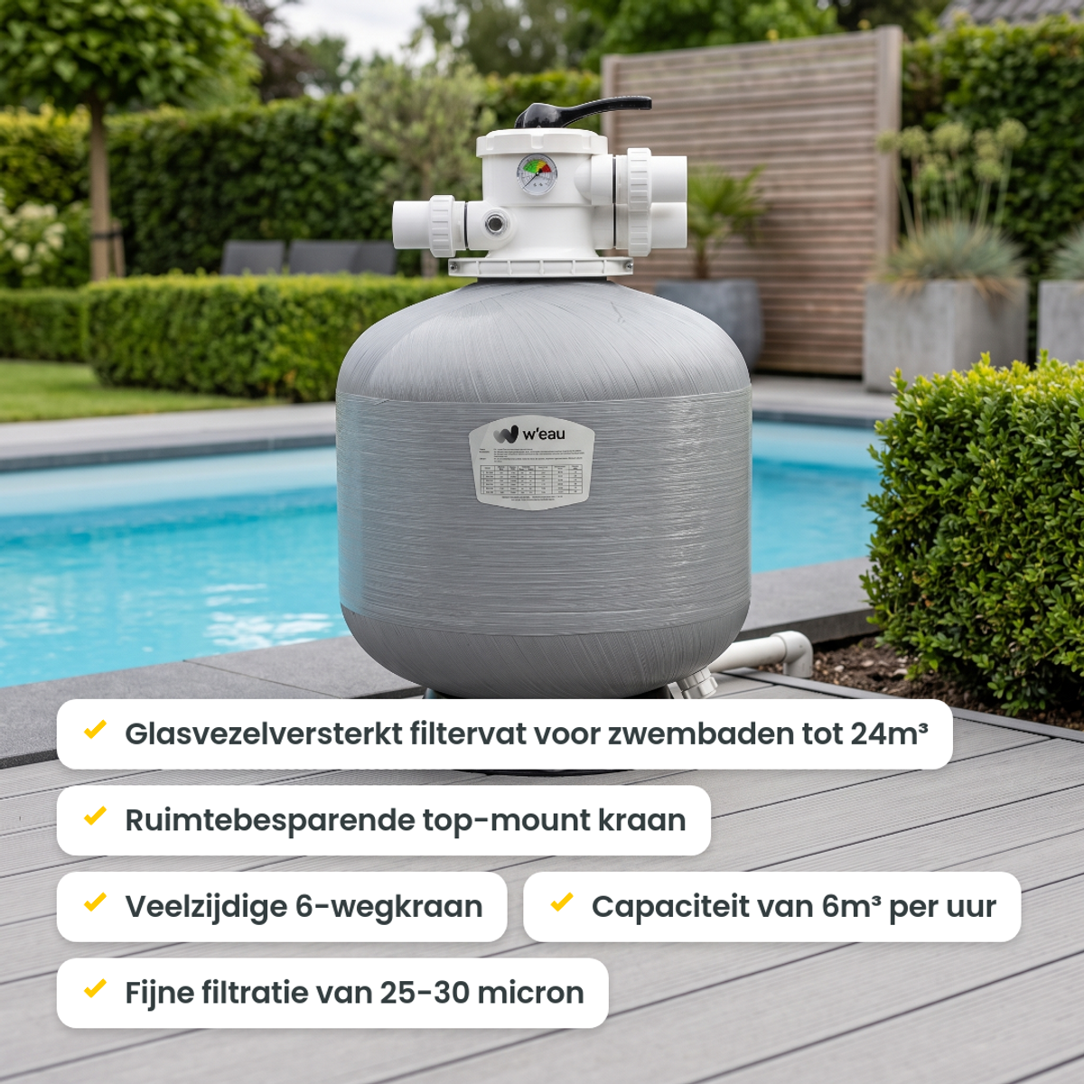 W'eau V-400 glasvezelversterkt topmount zandfilter 6m³
