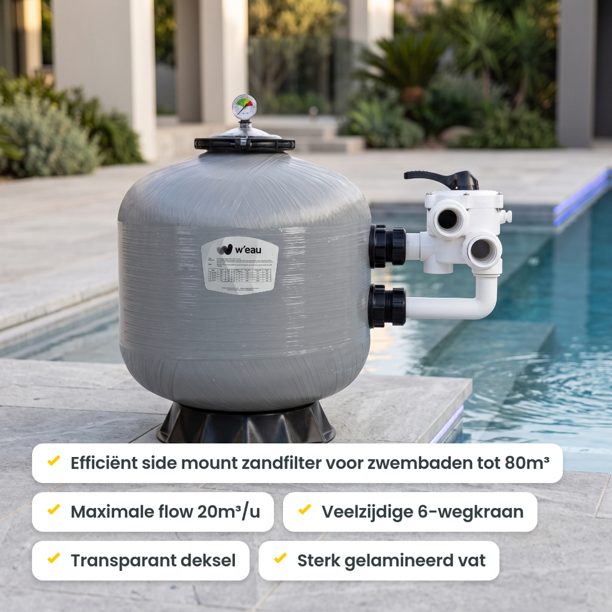W'eau S-700 glasvezelversterkt sidemount zandfilter 20m³