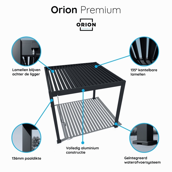 Orion Premium vrijstaand lamellen overkapping 400x800 cm handmatig - Zand