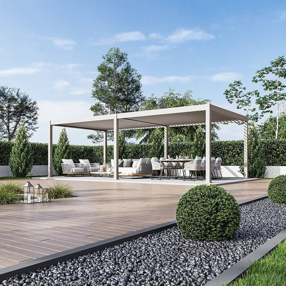 Orion Premium vrijstaand lamellen overkapping 400x800 cm elektrisch - Zand