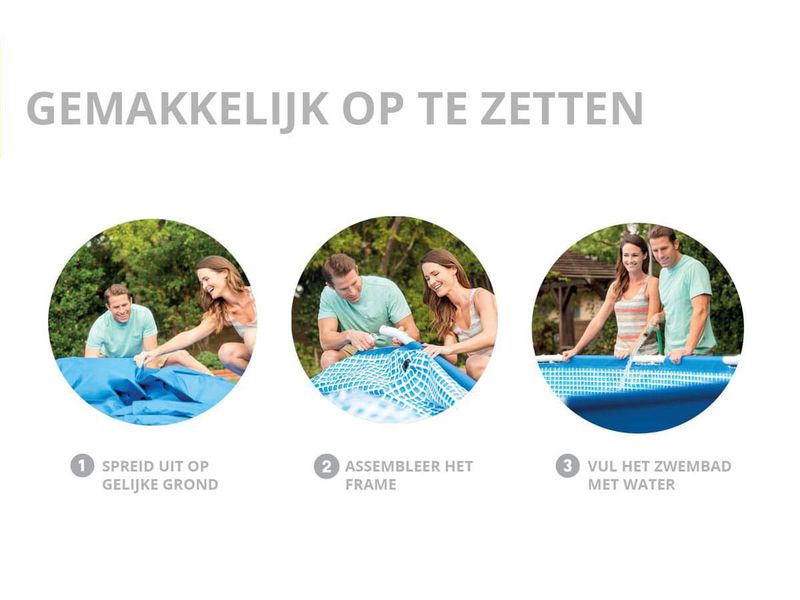 Intex Metal Frame Pool - 366 x 76 cm - met filterpomp opzetinstructie