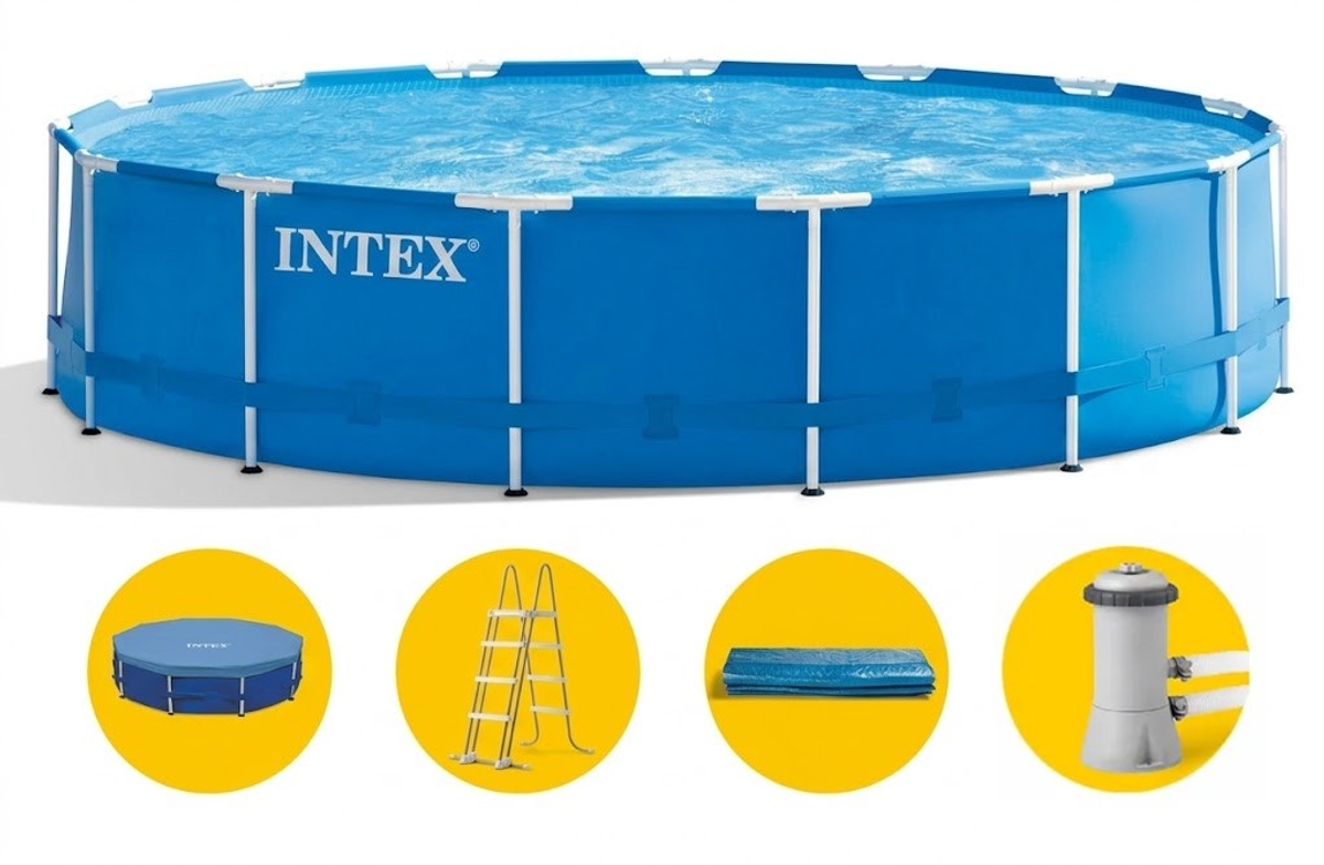 Intex Metal Frame Pool - 457 x 122 cm - met filterpomp en accessoires